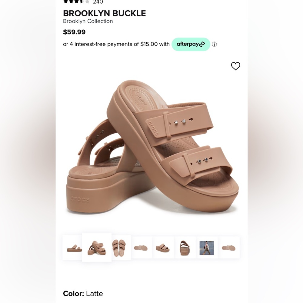 Crocs Brooklyn Buckle Sandals - latte